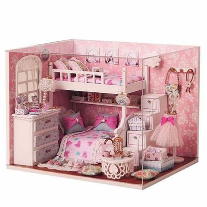 Picture of Cuteroom DIY Wood Dollhouse Kit Miniature With Furniture Doll House Room Angel Dream