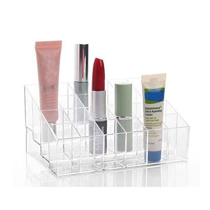 Picture of 24 Lipstick Holder Display Stand Clear Acrylic Makeup Organizer Sundry Transparent Storge Boxes