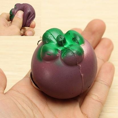 Picture of Squishy Mangosteen Tropical Fruit Squishy 5.5*5cm Key Chain Phone Bag Strap Pendant Decor Gift