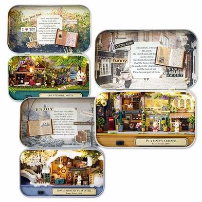 Picture of Cuteroom Old Times Trilogy DIY Box Theatre Dollhouse Miniature Tin Box Doll House With LED Light Extra Gift