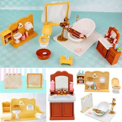 Picture of DIY Miniatures Bedroom Bathroom Furniture Sets For Sylvanian Family Dollhouse Accessories Toys Gift