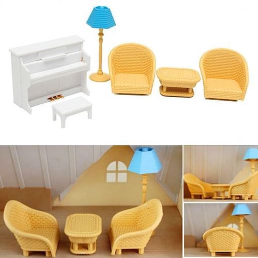 Picture of Dollhouse Sofa Piano Table Miniature Furniture Sets For Sylvanian Family Accessories Kids Gift Toys