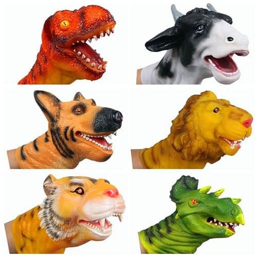 Picture of Dino Head Triceratops Dinosaurs Finger Puppet Dolls Rubber Hand Glove Toy For Kids Educational Gift