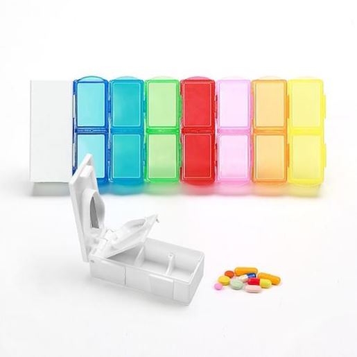 Picture of KC-JS0802 Portable 7 Days Pill Box Travel Medicine Organizer With Pill Splitter Cutter