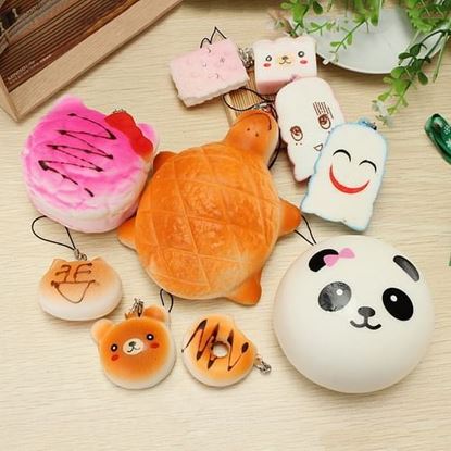 Picture of 10PCS Squishy Jumbo Large Mini Random Bun Toast Cake Biscuit Collection Phone Straps Gift Decor Toy