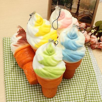 Picture of Squishy Jumbo Ice Cream Cone 17cm Slow Rising Soft Collection Decor Gift Phone Bag Strap