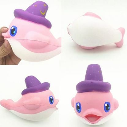 Picture of Squishy Slow Rising Kawaii Whale Soft Squeeze Cute Dolphin Cell Phone Strap Bread Cake Stretchy Toy