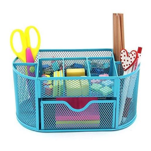 Picture of Honana HN-B26 Mesh Desk Organizer Oval Desktop Storage Box Pencil Stationary Holder