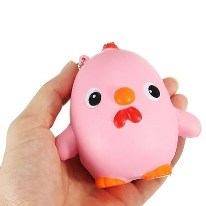 Picture of Squishy Pink Chicken Jumbo 10cm Slow Rising Collection Gift Decor Soft Toy Phone Bag Strap