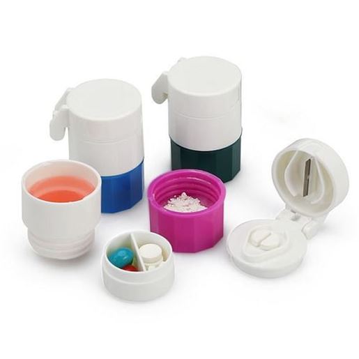 Picture of Honana HN-PB009 3 in 1 Portable Pill Case Cutter Crusher 4 Layers Travel Pill Box