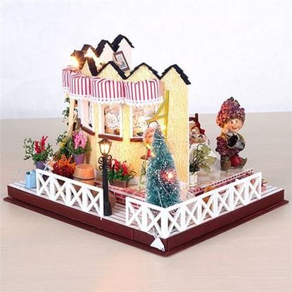 Picture of Hoomeda LY001 Herb Tea Vanilla Milk Tea House DIY Dollhouse With Music Light Cover Miniature Model