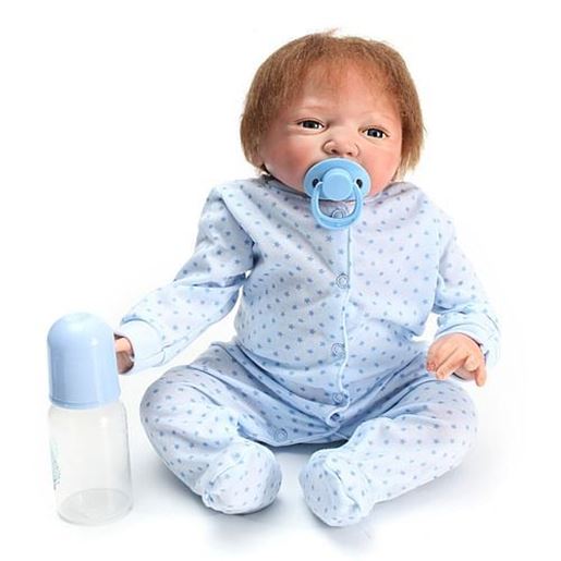 Picture of Silicone Soft Realistic Reborn Baby Doll 22 Inch Lifelike Girl Newborn BB Cloth Body Toy