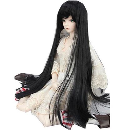 Picture of BJD Doll Wig 8-9" 22-24cm 1/3 BJD SD Long Straight Hair Black Toy Costume Wig