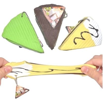 Picture of Squishy Cheese Cake Chocolate Green Tea stretchy Stress Toy With Original Packing Gift Chain