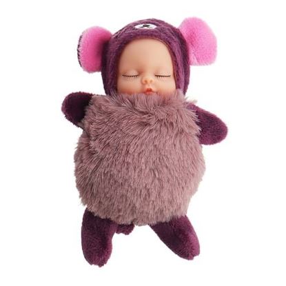 图片 10cm Hot Cute Mini Dolls Key Chain Toy Cartoon Sleeping Baby Plush Pendant Model Gift For Ch
