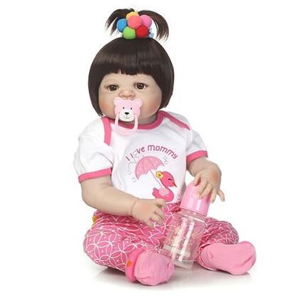 Picture of NPK 23inch Soft Cloth Body Silicone Reborn Lifelike Baby Doll Girl Bebe Alive Christmas Gift