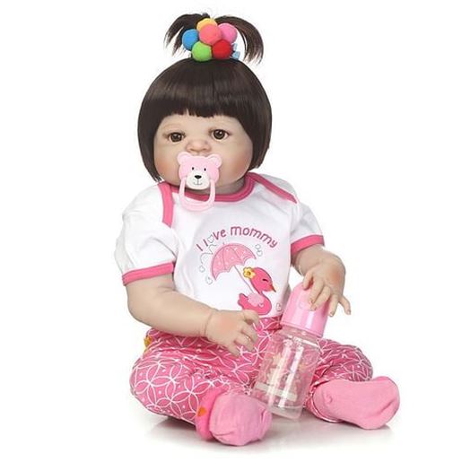 Picture of NPK 23inch Soft Cloth Body Silicone Reborn Lifelike Baby Doll Girl Bebe Alive Christmas Gift