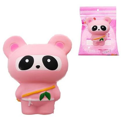 Picture of Pink Bear Squishy Panda Ninja Suit Soft Toy 13.5cm Slow Rising Bag With Packaging Gift