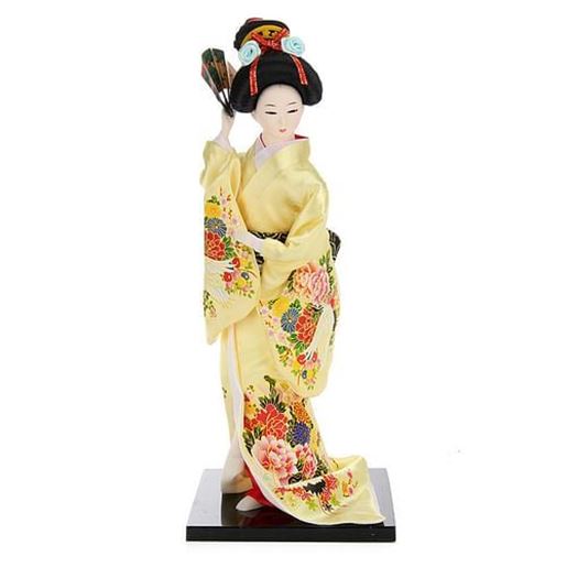 Picture of 30cm Oriental Japanese Brocade Kimono Kabuki Doll Geisha Action Figure Figurine Statue