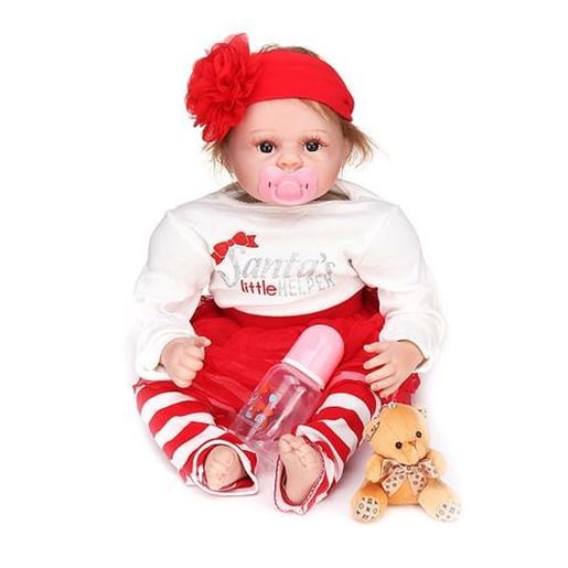 图片 22inches Handmade Reborn Newborn Dolls Gift 22inch Lifelike Soft Vinyl Silicone Baby Doll