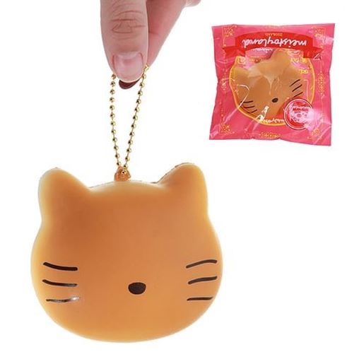 Picture of Meistoyland Squishy Cat Kitty Slow Rising Straps Squeeze Toy With Chain Original Packaging