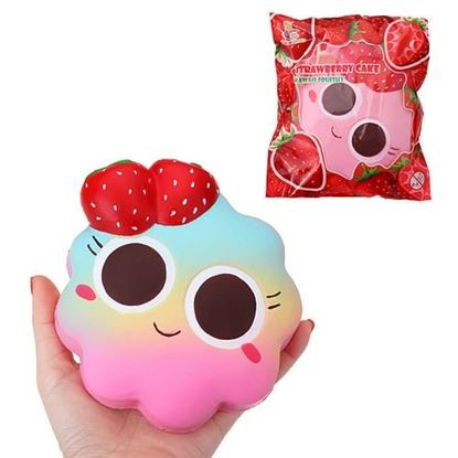 Picture of Taburasa Strawberry Facial Expression Cake Squishy 14cm Slow Rising With Packaging Collection Gift