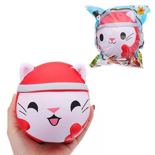 Picture of Chameleon Christmas Cat Doll Squishy 12x10x10cm Slow Rising With Packaging Collection Gift Soft Toy