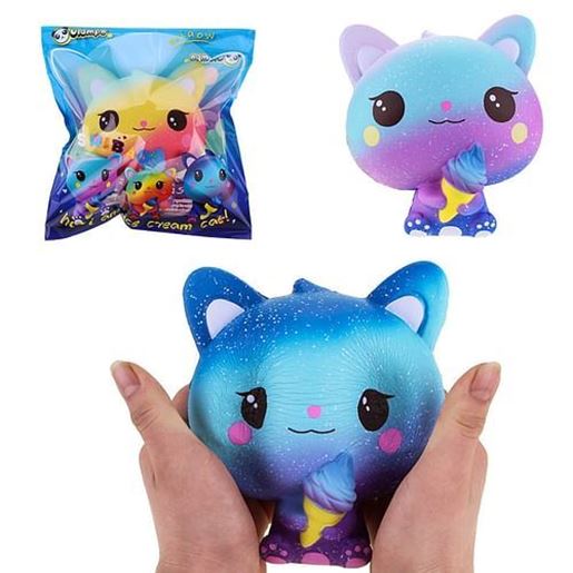 Picture of Vlampo Squishy Jumbo Kitten Holding Ice Cream 15CM Licensed Slow Rising With Packaging Collection Gift Toy