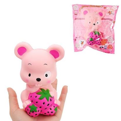 Picture of Squishy Strawberry Rat 13CM Slow Rising Soft Toy Stress Relief Gift Collection With Packing