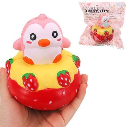 Picture of NO NO Squishy Strawberry Penguin 13*11CM Slow Rising With Packaging Collection Gift Soft Toy