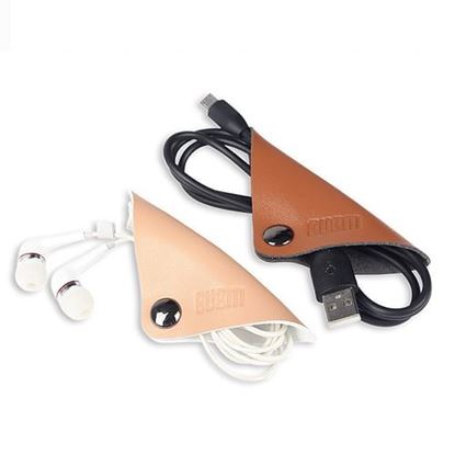 Picture of BUBM LXDC 2Pcs Magnetic Leather Cable Strap Cable Tie Wraps Cord Management Holder Keeper Cable Clip