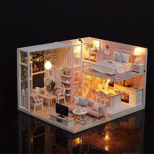 Picture of Cuteroom L-022 Quiet Life DIY Doll House With Furniture Light Cover Gift Toy