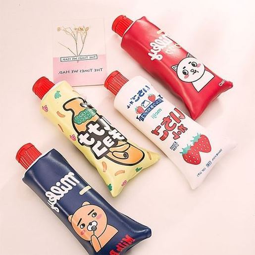 Picture of New Korean Cartoon Toothpaste Shape Pencil Case With Sharpener Stationery Storage Organizer Bag