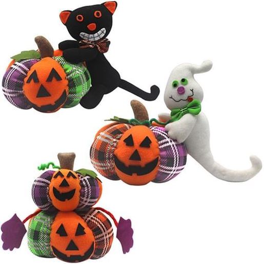 Picture of Halloween Stuffed Plush Toy 30cm Doll Pumpkin Ghost Black Cat Cartoon Party Doll