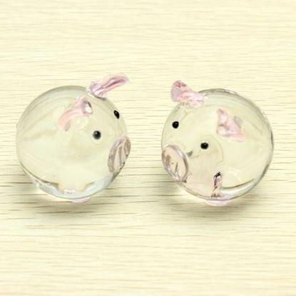 Picture of Crystal Glass Couple Pig Cute Pig Ornament Lovers Lucky Pig Gifts