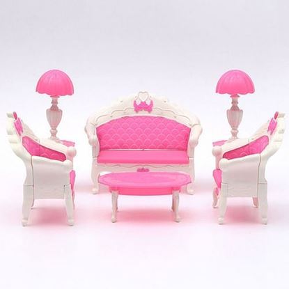 Picture of Pink Dollhouse Furniture Living Room Parlour Sofa Set