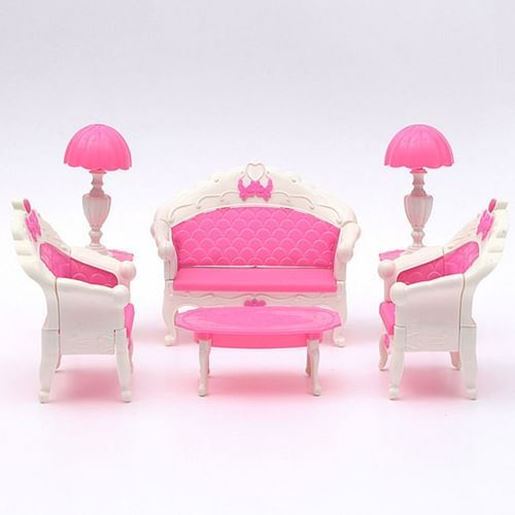 Picture of Pink Dollhouse Furniture Living Room Parlour Sofa Set