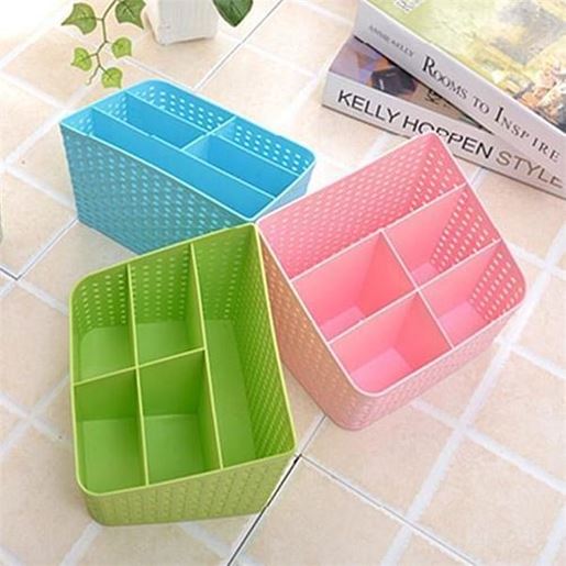 Picture of Imitation Rattan Colorful Multifunctional Cosmetics Remote Control Desktop Storage Basket