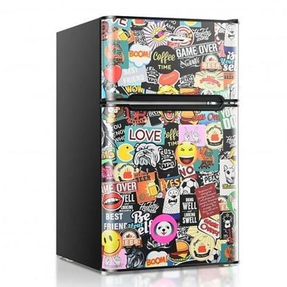 Image de 3.3 CU.FT. Compact Refrigerator with Freezer 2 Reversible Door Mini Fridge-Multicolor - Color: Multicolor