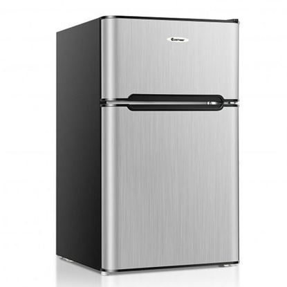 Picture of 3.3 Cubic Feet Compact Refrigerator with Freezer 2 Reversible Door Mini Fridge-Silver - Color: Silver