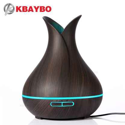 Picture of KBAYBO 400ml electric Aroma Essential Oil Diffuser Ultrasonic Air Humidifier Wood Grain Cool Mist maker LED Night Light for home