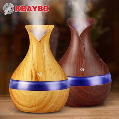 Picture of KBAYBO 300ml USB electric Aroma Essential Oil Diffuser Ultrasonic Air Humidifier Wood Grain LED Lights aroma diffuser for home