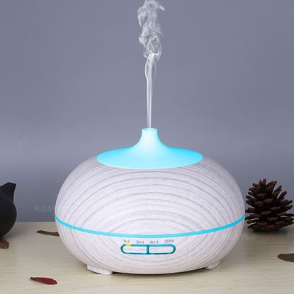 Picture of 300ml Essential Oil Diffuser Ultrasonic Air Humidifier with White Grain 7 Color Changing LED Lights for Office Home