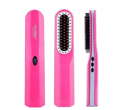 Picture of New NASV Straightening Irons USB charge Straight hair Brush Comb Rechargeable Hair Curler Styling Tools wireless hair straightener Epacket