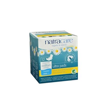 Picture of Natracare Natural Ultra Pads w/wings Super w/organic cotton cover  - 12 Pack