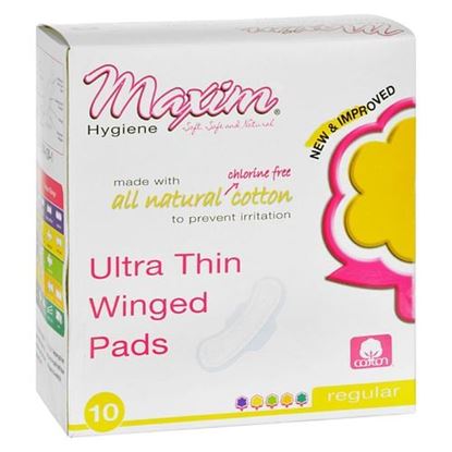 Picture of Maxim Hygiene Natural Cotton Ultra Thin Winged Pads Daytime - 10 Pads