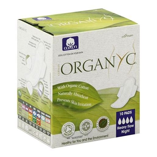 Picture of Organyc - Pads Night Ctn Fold W/wng - 1 Each - 10 CT