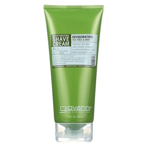 Picture of Giovanni Moisturizing Shave Cream All Skin Types Men and Women Refreshing Invigorating Tea Tree and Mint - 7 fl oz