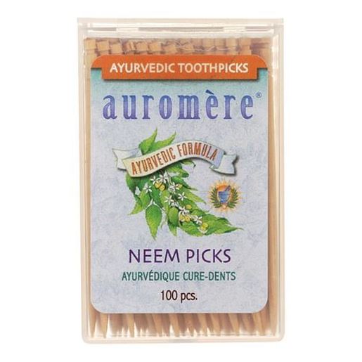 Foto de Auromere Ayurvedic Neem Picks - 100 Toothpicks - Case of 12