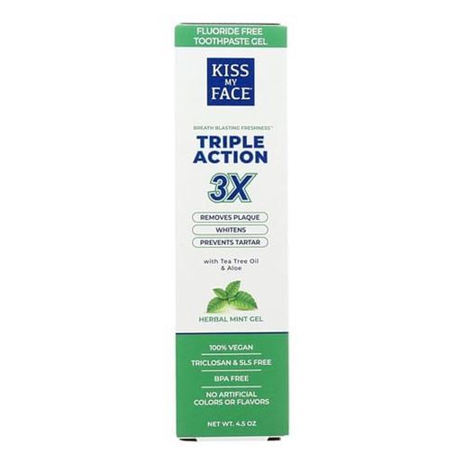 Picture of Kiss My Face Toothpaste - Triple Action - Fluoride Free - Gel - 4.5 oz